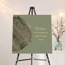 Sage Green und Gold Wedding Willkommen Eleganter L