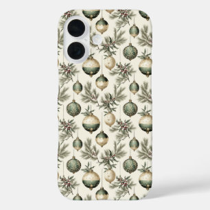Sage Green und Gold Weihnachtsschmuck iPhone 16 Hülle
