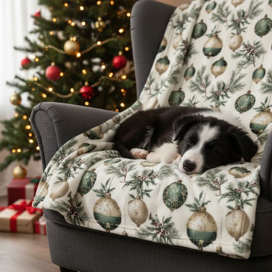 Sage Green und Gold Weihnachtsschmuck Fleecedecke