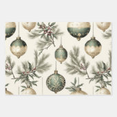 Sage Green und Gold Weihnachtsschmuck Geschenkpapier Set (Vorderseite)