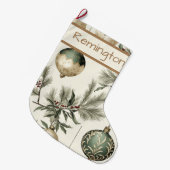 Sage Green und Gold Weihnachtsschmuck Großer Weihnachtsstrumpf (Vorderansicht (hängend))