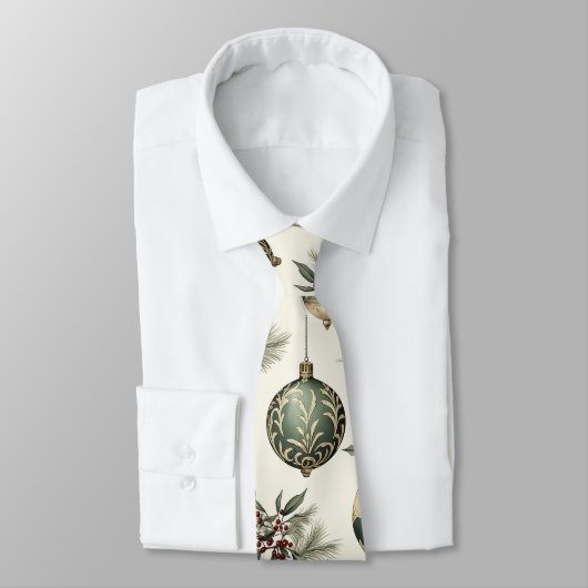 Sage Green und Gold Weihnachtsschmuck Krawatte (Gebunden)