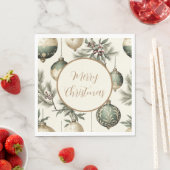 Sage Green und Gold Weihnachtsschmuck Serviette (Beispiel)