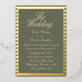 Sage Green und Golden Classic Wedding Folieneinladung (Vorderseite)