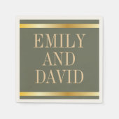 Sage Green und Golden Modern Wedding Serviette (Vorderseite)