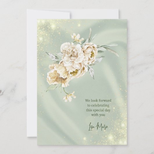 Sage Green und Golden Rose Elegante Quinceñera Einladung (Rückseite)