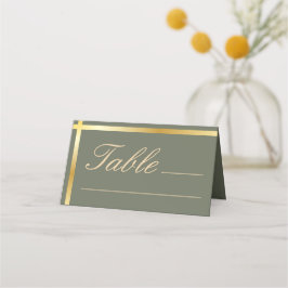 Sage Green und Golden Stripe Moderne Hochzeit Platzkarte