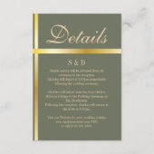 Sage Green und Golden Wedding Card Begleitkarte (Vorderseite)