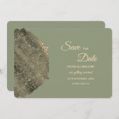 Sage Green und Imitats Gold Save the Date Elegant (Vorne/Hinten)