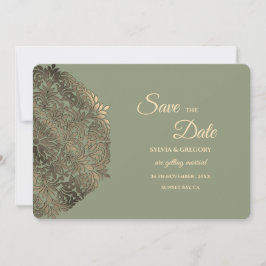 Sage Green und Imitats Gold Save the Date Elegant