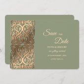 Sage Green und Imitats Gold Save the Date Elegant (Vorne/Hinten)