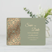Sage Green und Imitats Gold Save the Date Elegant (Stehend Vorderseite)