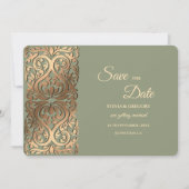 Sage Green und Imitats Gold Save the Date Elegant (Vorderseite)