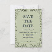 Sage Green und Ivory Wedding Save The Date (Vorderseite)