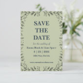 Sage Green und Ivory Wedding Save The Date (Stehend Vorderseite)