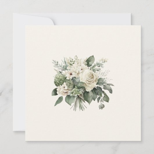 Sage Green und Ivory Wildblume Save the Date Card (Rückseite)