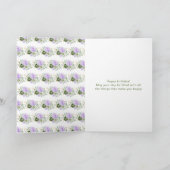 Sage Green und Lila floral Happy Birthday Karte (Innenseite)