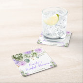 Sage Green und Lila florales Brautparty Rechteckiger Pappuntersetzer (Vor Ort)