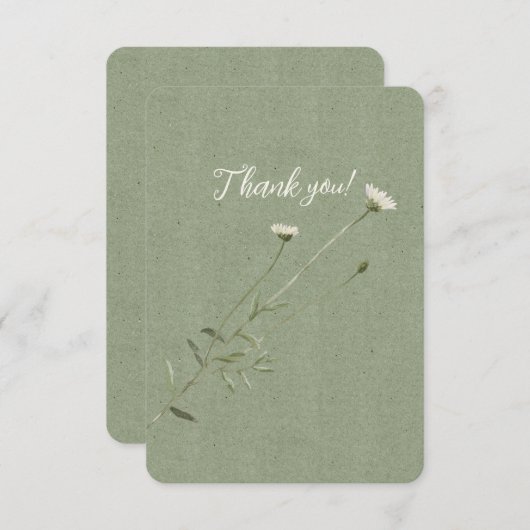 Sage Green und One Single Daisy Dankeskarte (Vorne/Hinten)