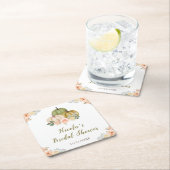 Sage Green und Peach Floral Pumpkins Brautparty Rechteckiger Pappuntersetzer (Vor Ort)