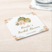 Sage Green und Peach Floral Pumpkins Brautparty Rechteckiger Pappuntersetzer (angewinkelt)