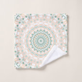 Sage Green und Peach Mandala Pattern Badhandtuch Set (Waschlappen)