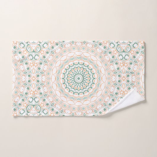 Sage Green und Peach Mandala Pattern Badhandtuch Set (Handtuch)