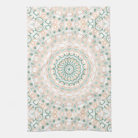 Sage Green und Peach Mandala Pattern Geschirrtuch (Vertikal)