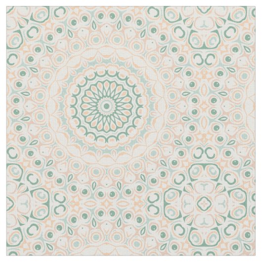 Sage Green und Peach Mandala Pattern Stoff (Nahaufnahme)