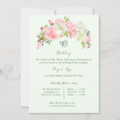 Sage Green und Pink Floral Sikh Ik Onkar Hochzeit Einladung (Vorderseite)