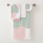 Sage Green und Pink Morandi Pflanze Custom Badhandtuch Set (Insitu)
