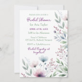 Sage Green und Plum Lila botanisches Brautparty Einladung (Vorderseite)