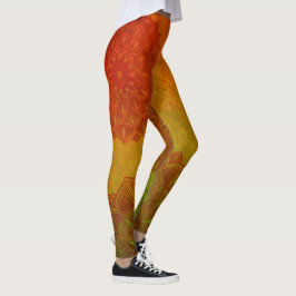 Sage Green und Rusty Red Mandala Leggings