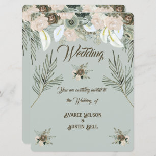 Sage Green und Vanilla Cream Wedding Einladung