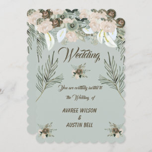 Sage Green und Vanilla Cream Wedding Einladung