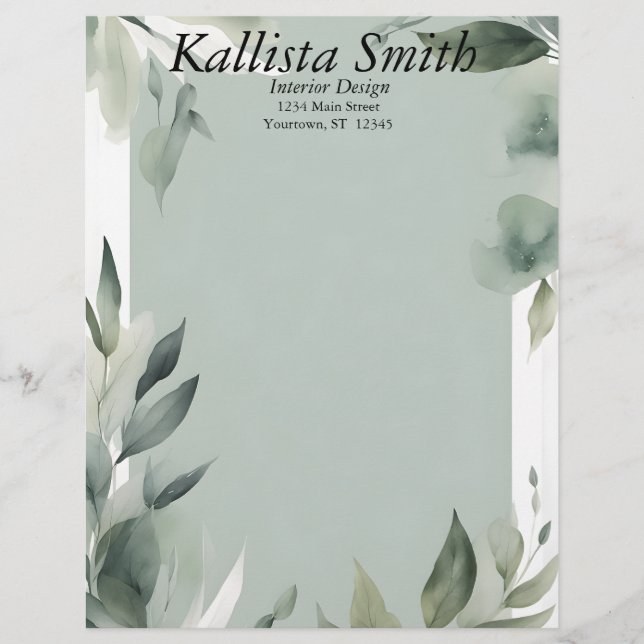 Sage Green und White Blätter (Vorderseite)