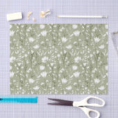 Sage Green und White Floral Bridday Seidenpapier (Handwerk)