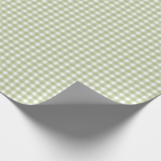 Sage Green und White Gingham Geschenkpapier (Ecke)