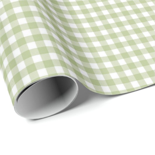 Sage Green und White Gingham Geschenkpapier (Rolleneckpunkt)