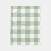 Sage Green und White Gingham Kariert Fleecedecke (Vorderseite)