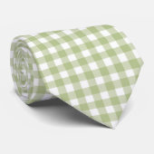 Sage Green und White Gingham Krawatte (Gerollt)