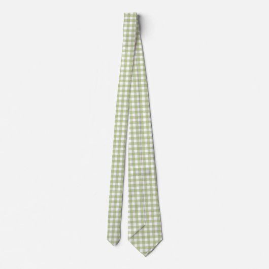 Sage Green und White Gingham Krawatte (Rückseite)