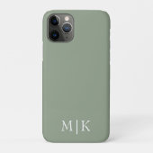 Sage Green und White | Modernes Monogramm Case-Mate iPhone Hülle (Rückseite)