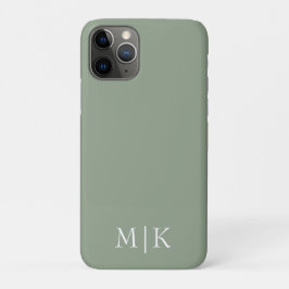 Sage Green und White | Modernes Monogramm Case-Mate iPhone Hülle