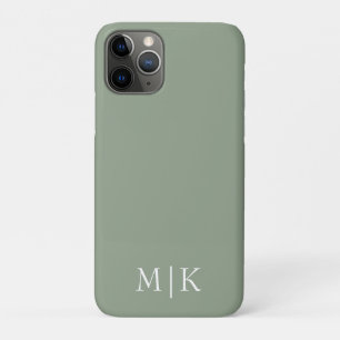 Sage Green und White   Modernes Monogramm Case-Mate iPhone Hülle