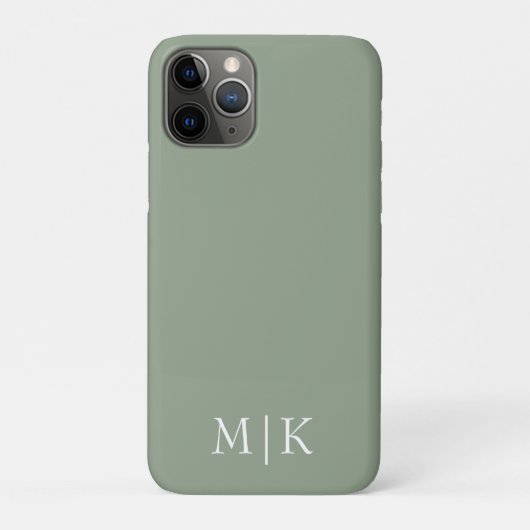Sage Green und White | Modernes Monogramm Case-Mate iPhone Hülle (Rückseite)