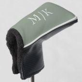 Sage Green und White | Modernes Monogramm Golf Headcover (3/4 Vorderseite)