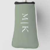 Sage Green und White | Modernes Monogramm Golf Headcover (Rotieren 90)