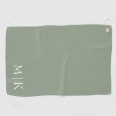 Sage Green und White | Modernes Monogramm Golfhandtuch (Horizontal)