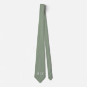 Sage Green und White | Modernes Monogramm Krawatte (Vorderseite)